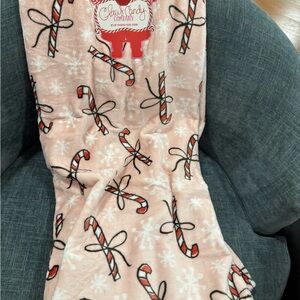 Caden Lane Candy Cane Blanket - Pink and White